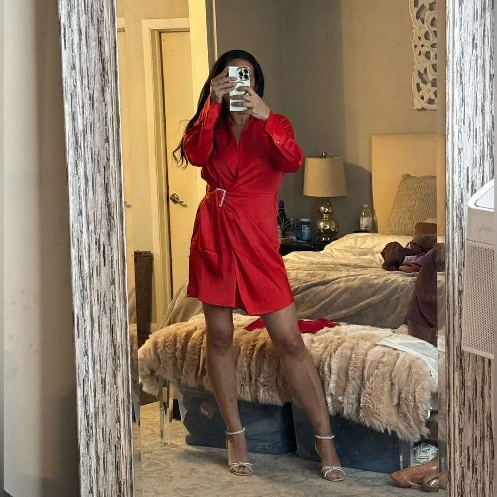 House of Harlow 1960 Wrap Mini Dress RED